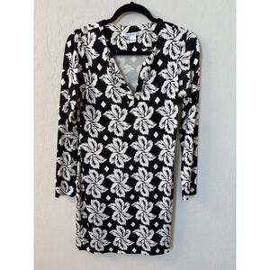 Diane‎ von Furstenberg Reina Mini Shift Dress Giant Leaf Floral Print Silk Sz 8